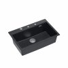 Quadron Zlewozmywak granitowy MARC 110 WORKSTATION – jednokomorowy, wpuszczany, black diamond/elementy stalowe + AKCESORIA HQM7650U8BS